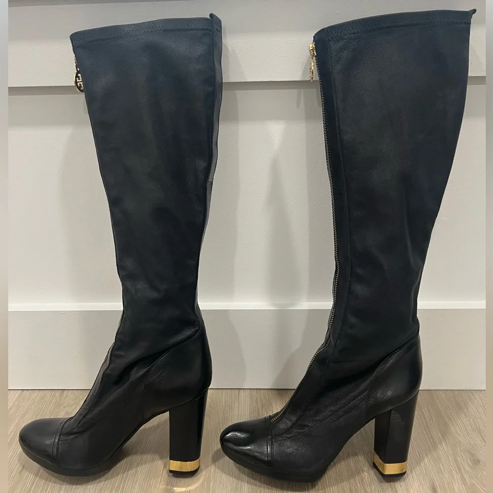 Tory Burch black high leather boots. Size 9M
